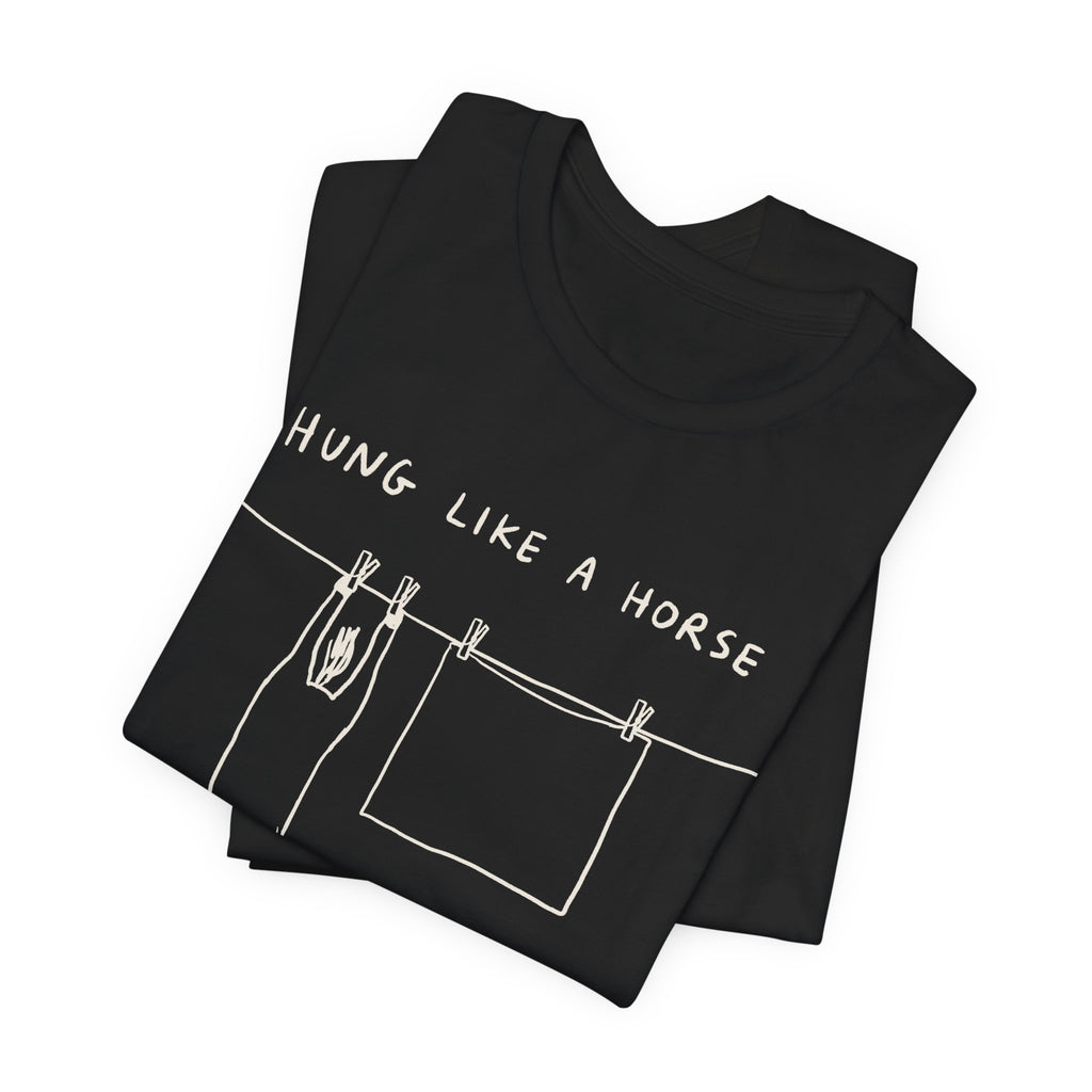 Hung Like a Horse — Black tee, folded