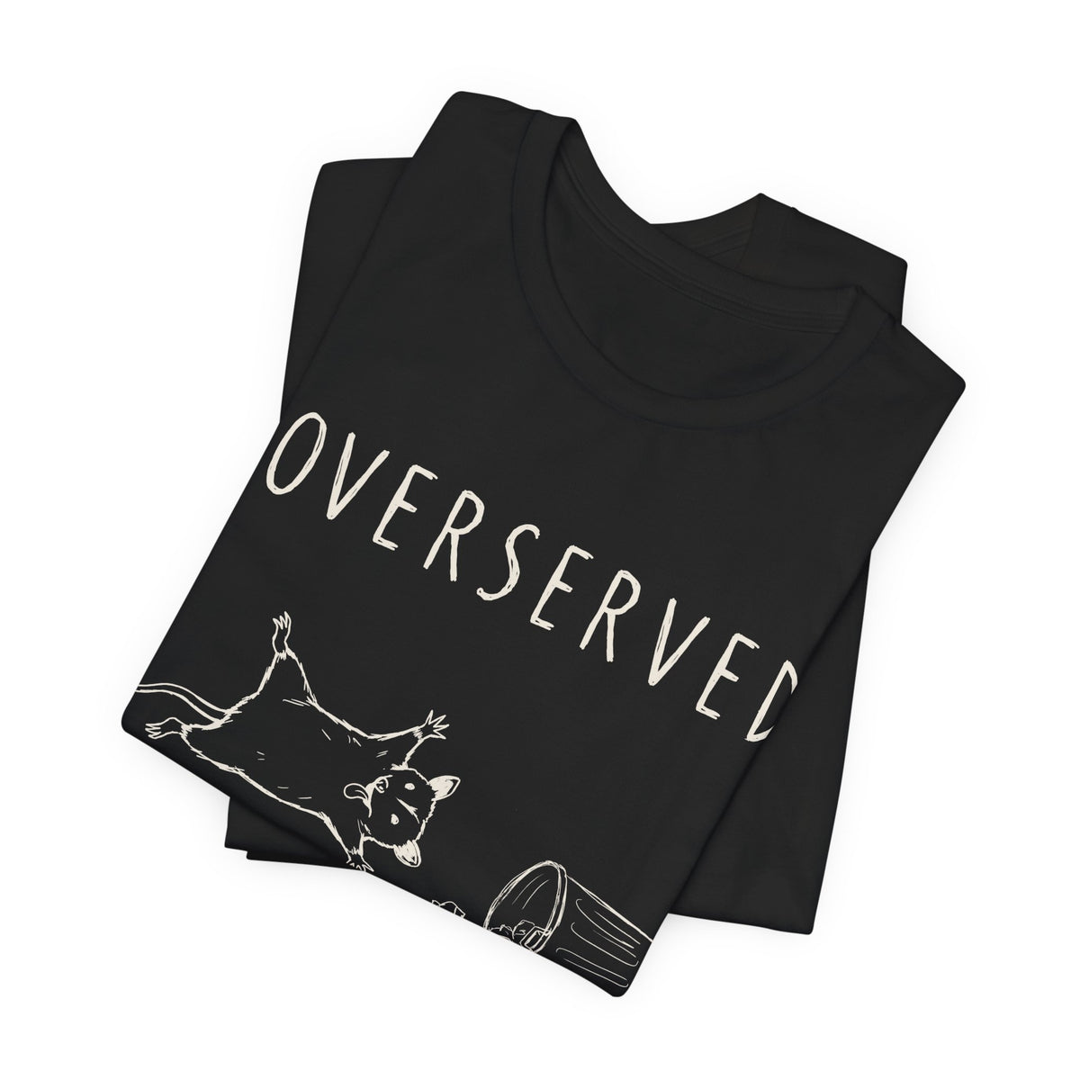 Overserved — Black tee, folded