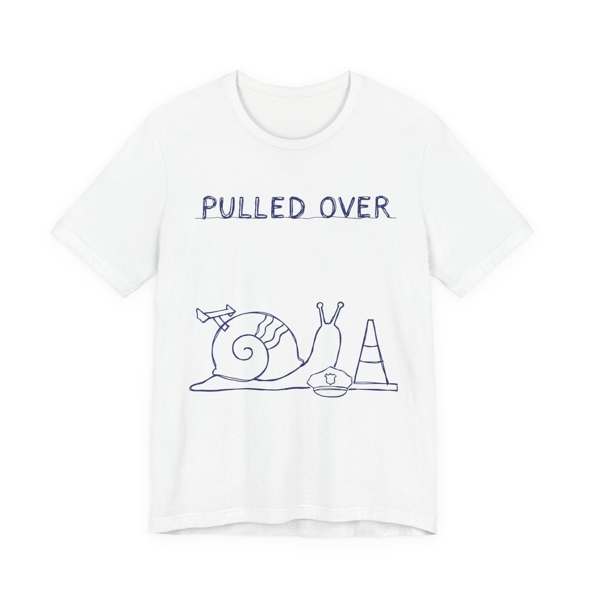 Pulled Over — White tee, front